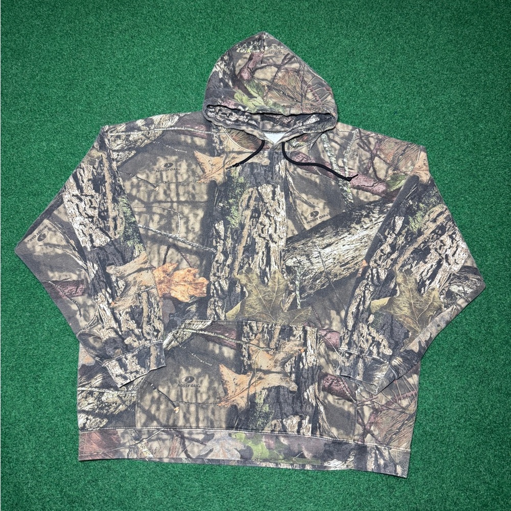 Camo Mossy Oak Hoodie XXL Hip Hop Grunge 27x29 Camouflage Boxy Sweatshirt